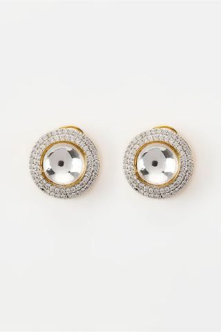 Earrings for Festive – Gold Florence Zircon Studs by Vivinia by Vidhi Mehra
