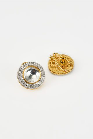 Earrings for Festive – Gold Florence Zircon Studs by Vivinia by Vidhi Mehra