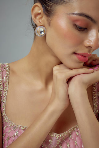 Earrings for Festive – Gold Florence Zircon Studs by Vivinia by Vidhi Mehra