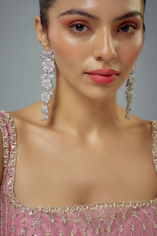 Earrings for Festive – Silver Zia Zircon Danglers by Vivinia by Vidhi Mehra