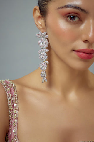 Earrings for Festive – Silver Zia Zircon Danglers by Vivinia by Vidhi Mehra
