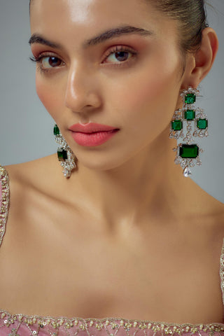 Earrings for Festive – Green Zia Zircon Danglers by Vivinia by Vidhi Mehra
