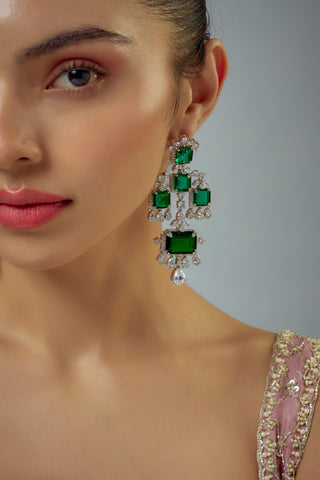 Earrings for Festive – Green Zia Zircon Danglers by Vivinia by Vidhi Mehra