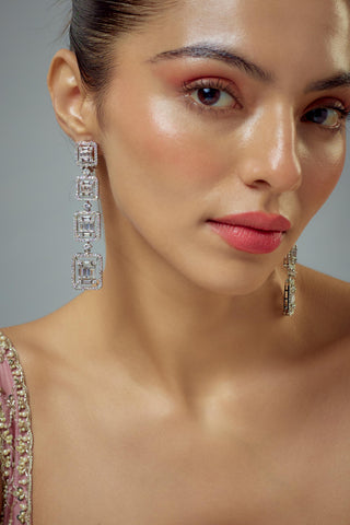 Silver zia zircon earrings