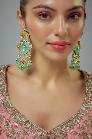 Earrings for Festive – Green Danglers by Vivinia by Vidhi Mehra