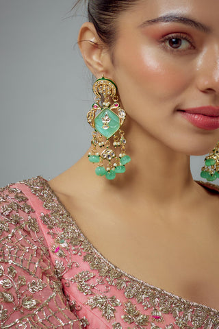 Earrings for Festive – Green Danglers by Vivinia by Vidhi Mehra
