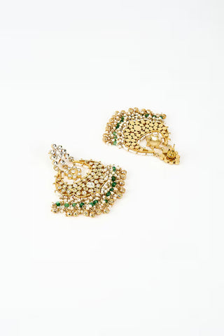 Kundan Earrings for Indian Wedding – Saadgi Green by Vivinia