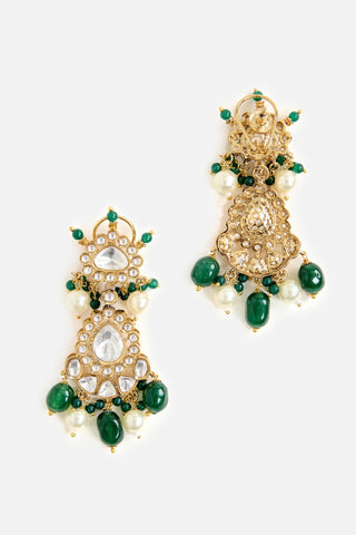 Kundan & Green Bead Bridal Necklace Set by Vivinia by Vidhi Mehra