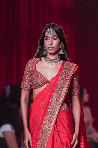 Saree Indian Wedding - Red Vamika Saree by Itrh