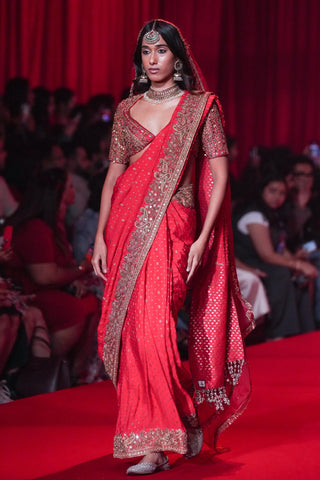 Saree Indian Wedding - Red Vamika Saree by Itrh