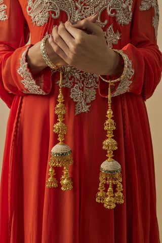 Kaleeras for Festive – Gold Kundan Pair by Vivinia by Vidhi Mehra