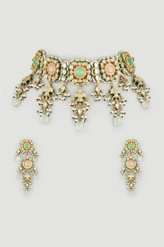 Choker Set Indian Wedding Gold Meera Polki Necklace by Vivinia by Vidhi Mehra
