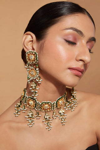 Choker Set Indian Wedding Gold Meera Polki Necklace by Vivinia by Vidhi Mehra