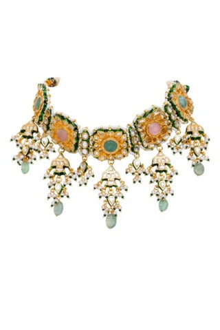 Choker Set Indian Wedding Gold Meera Polki Necklace by Vivinia by Vidhi Mehra