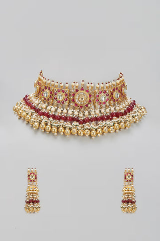 Necklace Set Indian Wedding - Gold Royal Jaipuri Kundan Pearl by Vivinia by Vidhi Mehra