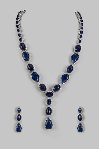Necklace Set Contemporary Wear - Silver Midnight Blue Onyx by Vivinia by Vidhi Mehra