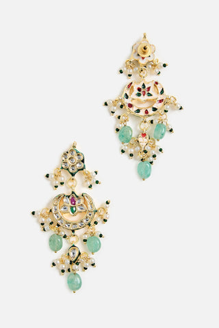 Green Beaded Kundan Choker Necklace Set for Indian Wedding – Floral Pearl Design by Vivinia by Vidhi Mehra