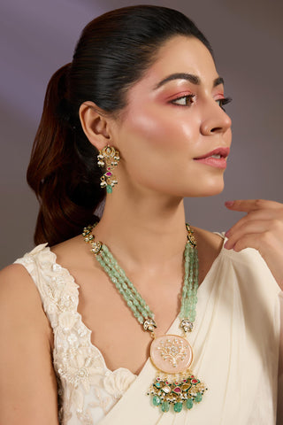 Green Beaded Necklace Set for Indian Wedding by Vivinia by Vidhi Mehra