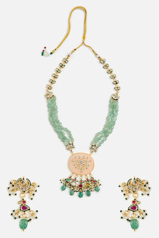 Green Beaded Necklace Set for Indian Wedding by Vivinia by Vidhi Mehra