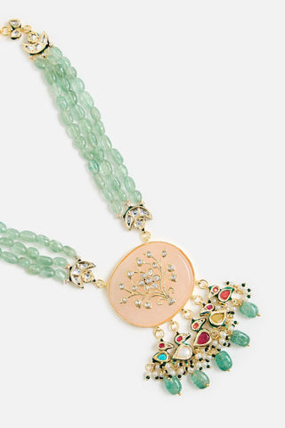 Green Beaded Necklace Set for Indian Wedding by Vivinia by Vidhi Mehra