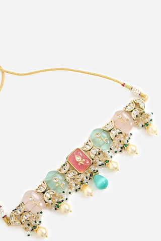 Multicolor Stone Choker Necklace Set for Indian Wedding by Vivinia by Vidhi Mehra