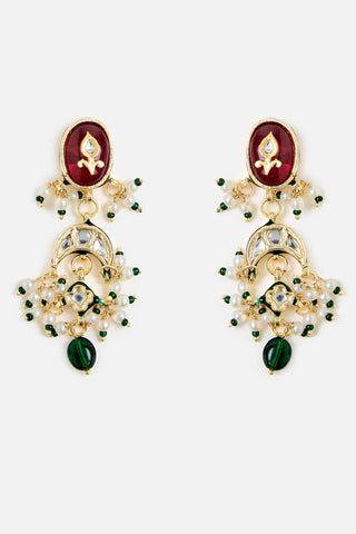 Red Floral Kundan Choker Necklace Set for Indian Wedding by Vivinia by Vidhi Mehra