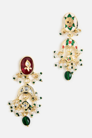 Red Floral Kundan Choker Necklace Set for Indian Wedding by Vivinia by Vidhi Mehra