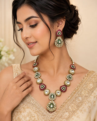 Necklace Set Indian Wedding - Gold Royal Moissanite Polki by Vivinia by Vidhi Mehra