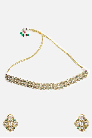 Kundan Polki Floral Choker Necklace by Vivinia by Vidhi Mehra