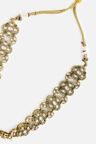 Kundan Polki Floral Choker Necklace by Vivinia by Vidhi Mehra