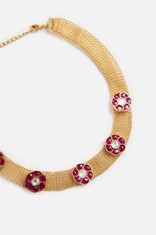Choker Set Indian Wedding Gold Elegant Mesh Necklace by Vivinia by Vidhi Mehra