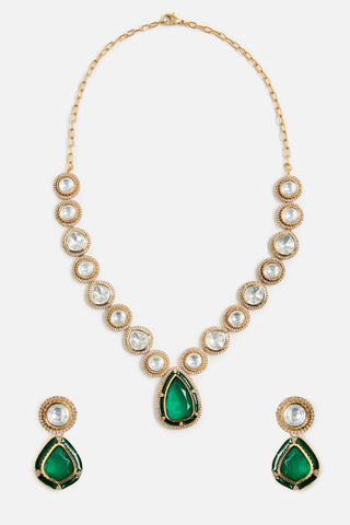 Necklace Set Indian Wedding Green Signature Polki Jewelry by Vivinia by Vidhi Mehra