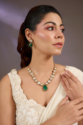 Necklace Set Indian Wedding Green Signature Polki Jewelry by Vivinia by Vidhi Mehra