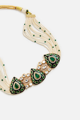 Choker Set Indian Wedding Green Polki Necklace by Vivinia by Vidhi Mehra