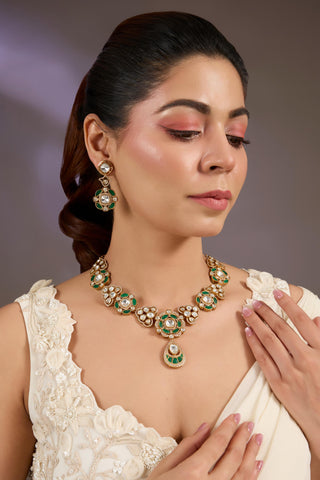 Necklace Set Indian Wedding Green Lustre Jewelry by Vivinia by Vidhi Mehra
