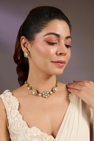 Floral Kundan Choker Necklace Set for Indian Wedding by Vivinia by Vidhi Mehra