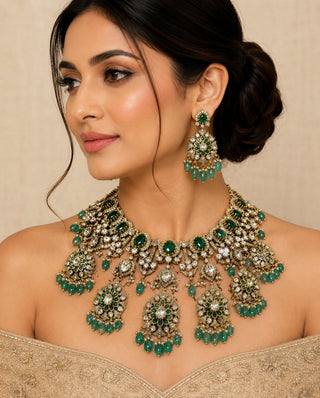 Choker Necklace Indian Wedding - Gold Luxurious Moissanite Bridal by Vivinia by Vidhi Mehra