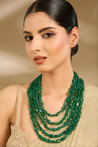 Emerald Green Statement Necklace for Weddings by Vivinia by Vidhi Mehra