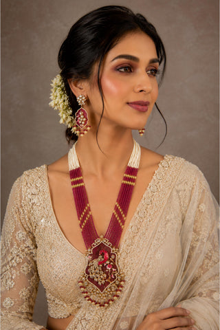 Necklace Set Indian Wedding - Gold Moissanite Ruby Peacock by Vivinia by Vidhi Mehra