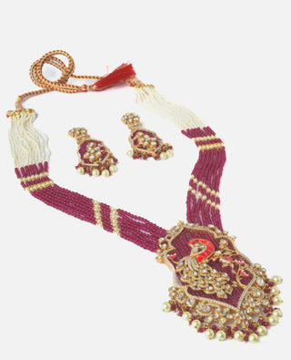Necklace Set Indian Wedding - Gold Moissanite Ruby Peacock by Vivinia by Vidhi Mehra
