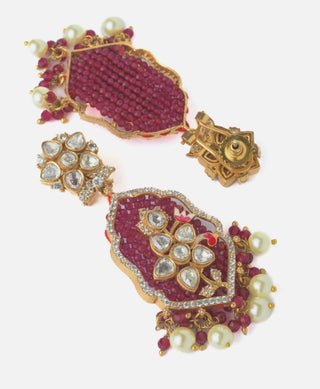 Necklace Set Indian Wedding - Gold Moissanite Ruby Peacock by Vivinia by Vidhi Mehra