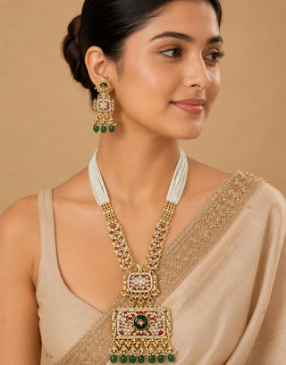 Necklace Set Indian Wedding - Gold Royal Emerald Ruby by Vivinia by Vidhi Mehra