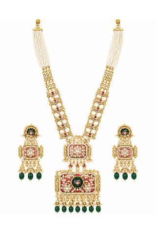 Necklace Set Indian Wedding - Gold Royal Emerald Ruby by Vivinia by Vidhi Mehra