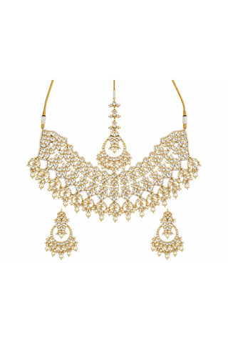 Necklace Set Indian Wedding - Gold Royal Kundan Pearl Floral by Vivinia by Vidhi Mehra