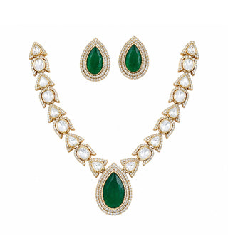 Necklace Set Indian Wedding - Gold Moissanite Teardrop by Vivinia by Vidhi Mehra