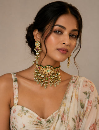 Necklace Set Indian Wedding - Gold Meher Mint Kundan by Vivinia by Vidhi Mehra