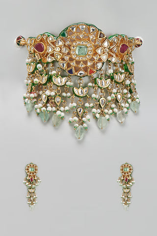 Necklace Set Indian Wedding - Gold Meher Mint Kundan by Vivinia by Vidhi Mehra