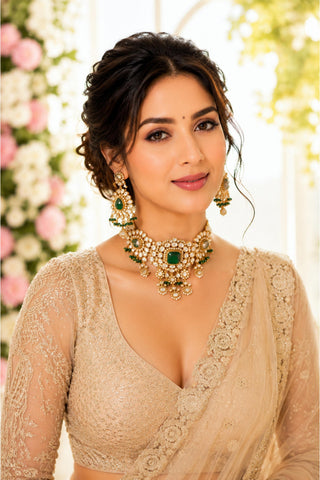 Necklace Set Indian Wedding - Gold Elegance Polki by Vivinia by Vidhi Mehra