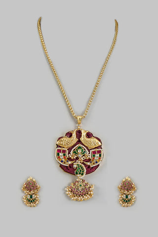 Necklace Indian Wedding - Gold Peacock Heritage Temple by Vivinia by Vidhi Mehra