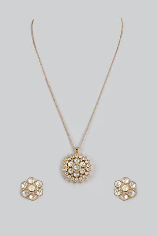 Necklace Set Contemporary Wear - Gold Celeste Floral by Vivinia by Vidhi Mehra